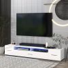 ON-TREND Extended, Minimalist Design TV stand with Color Changing LED Lights, Modern Universal Entertainment Center