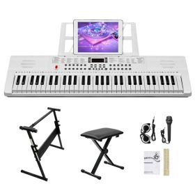 [Do Not Sell on Amazon]GEP-110 61 Key Lighting Keyboard with Piano Stand, Piano Bench, Built In Speakers, Headphone, Microphone, Music Rest