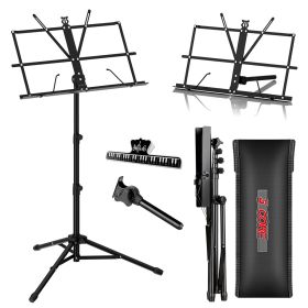5 Core Music Stand For Sheet Music Professional Portable Adjustable Folding Music Note Holder Tripod Stands - MUS FLD BLK