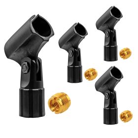 5 Core Pencil Microphone Clip Holder Black Angle Adjustable Slim Condenser Mic Adapter with Universal 5/8" Male to 3/8" Female Adapter Skinny Mic Clip