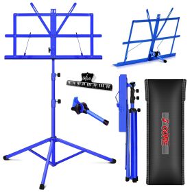 5 Core Music Stand, 2 in 1 Dual-Use Adjustable Folding Sheet Stand Blue/Metal Build Portable Sheet Holder/Carrying Bag