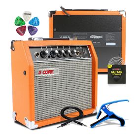5 Core Guitar Amp 20W Amplifier for Electric Bass Acoustic Practice Amps Small Portable Mini Amplificador para Bajo with Built in Effects - GA 20 ORG