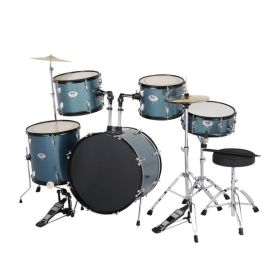 MCH Full Size Adult Drum Set 5-Piece Black with Bass Drum, two Tom Drum, Snare Drum, Floor Tom, 16" Ride Cymbal, 14" Hi-hat Cymbals, Stool, Drum Pedal