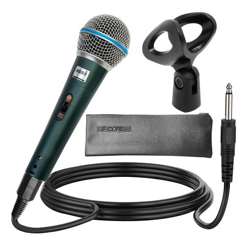5 Core Premium Handheld Microphone Unidirectional Vocal Dynamic Cardioid Mic with Detachable 10ft XLR Cable Mic Clip Mesh Grille & ON/Off Switch Suite