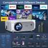Projector with WiFi and Bluetooth - Native 1080P 5G WiFi 4K projector compatible with FUDONI 10000L Portable Outdoor with Screen; Home Theater Project