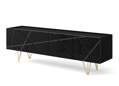 Space - TV Stand 4D black / black gloss