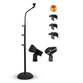 5 Core Mic Stand Floor Adjustable Universal Heavy Duty Gooseneck Microphone Stands Round Base Soporte De micrófono - MS RBP 3T GSE