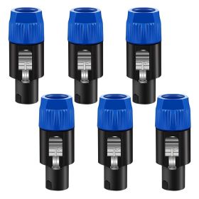 5 Core 4 Pole Speakon Connector 6 Pieces with Twist Lock Audio Jack Male Plug – Loud Speaker to Amplifier Plug - 4 Conductor Speak-On Cable Adapter Re
