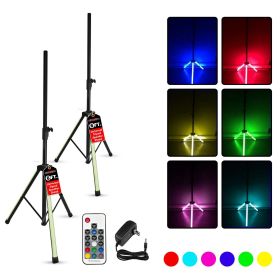 5 Core Speaker Stand Tripod Floor with RGB LED Lights Heavy Duty Adjustable Up to 72 Inch DJ Studio Monitor Stands Pole Mount - SS HD LGT (Qty: 2 PCS)