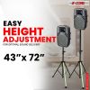 5 Core Speaker Stand Tripod Floor with RGB LED Lights Heavy Duty Adjustable Up to 72 Inch DJ Studio Monitor Stands Pole Mount - SS HD LGT