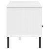 TV Stand with Metal Legs White Solid Wood Pine OSLO