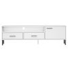 TV Stand with Metal Legs White Solid Wood Pine OSLO