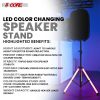 5 Core Speaker Stand Tripod Floor with RGB LED Lights Heavy Duty Adjustable Up to 72 Inch DJ Studio Monitor Stands Pole Mount - SS HD LGT