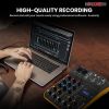 5 Core Audio Interface Mixer 4 Channel PC XLR Bluetooth USB DJ Music Podcast Karaoke Sound Board - MX 4CH