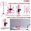 5 Core Music Stand 2 in 1 Dual Use Sheet Music Professional Portable Adjustable 27.6-67 Inch Folding Music Note Holder Tripod Stands - MUS FLD 4S