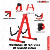 5 CORE Double Guitar Stand Floor Adjustable Heavy Duty A Frame Universal Folding Acoustic Electric Bass Mandolin Banjo Violin Holder Stands For On Sta