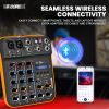5 Core Audio Interface Mixer 4 Channel PC XLR Bluetooth USB DJ Music Podcast Karaoke Sound Board - MX 4CH