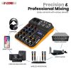 5 Core Audio Interface Mixer 4 Channel PC XLR Bluetooth USB DJ Music Podcast Karaoke Sound Board - MX 4CH