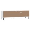 TV Stand with Metal Legs White Solid Wood Pine OSLO