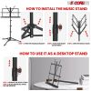 5 Core Music Stand 2 in 1 Dual Use Sheet Music Professional Portable Adjustable 27.6-67 Inch Folding Music Note Holder Tripod Stands - MUS FLD 4S