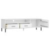 TV Stand with Metal Legs White Solid Wood Pine OSLO