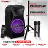 5 CORE 15 Inch TWS PAIR Bluetooth Party Speakers 800 Watt Portable Karaoke PA System Rechargeable Loud Speaker + Tripod Stand 2x Wireless Mics LED Lig