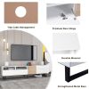 Modern TV Stand for 80'' TV with Double Storage Space, Media Console Table, Entertainment Center with Drop Down Door for Living Room, Bedroom