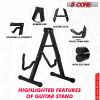 5 CORE Double Guitar Stand Floor Adjustable Heavy Duty A Frame Universal Folding Acoustic Electric Bass Mandolin Banjo Violin Holder Stands For On Sta