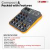 5 Core Audio Interface Mixer 4 Channel PC XLR Bluetooth USB DJ Music Podcast Karaoke Sound Board - MX 4CH