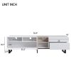 Modern TV Stand for 80'' TV with Double Storage Space, Media Console Table, Entertainment Center with Drop Down Door for Living Room, Bedroom