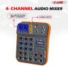 5 Core Audio Interface Mixer 4 Channel PC XLR Bluetooth USB DJ Music Podcast Karaoke Sound Board - MX 4CH