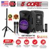 5 CORE 15 Inch TWS PAIR Bluetooth Party Speakers 800 Watt Portable Karaoke PA System Rechargeable Loud Speaker + Tripod Stand 2x Wireless Mics LED Lig